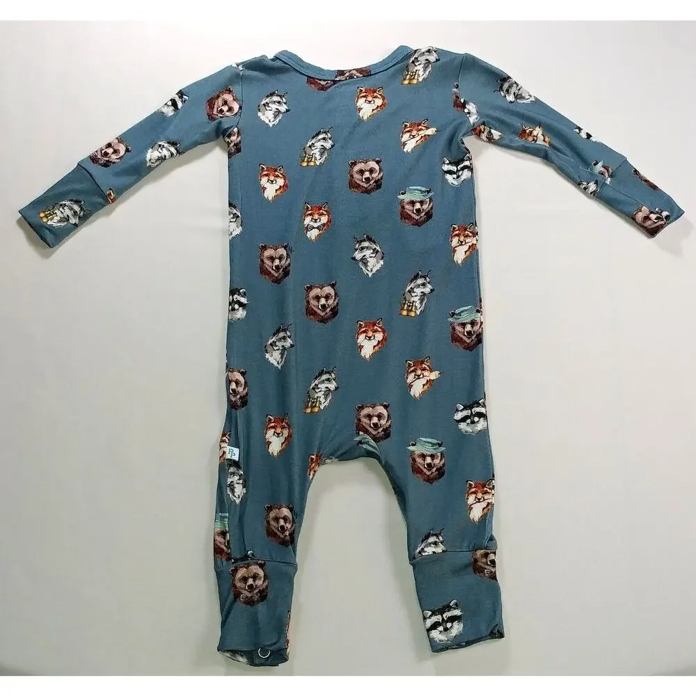 Posh Peanut One Piece Henley Romper Scout 3-6 months Animals Soft Bamboo